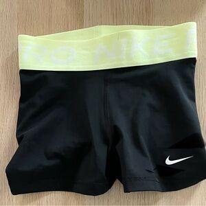 Nike Black and Neon Yellow Athletic Shorts